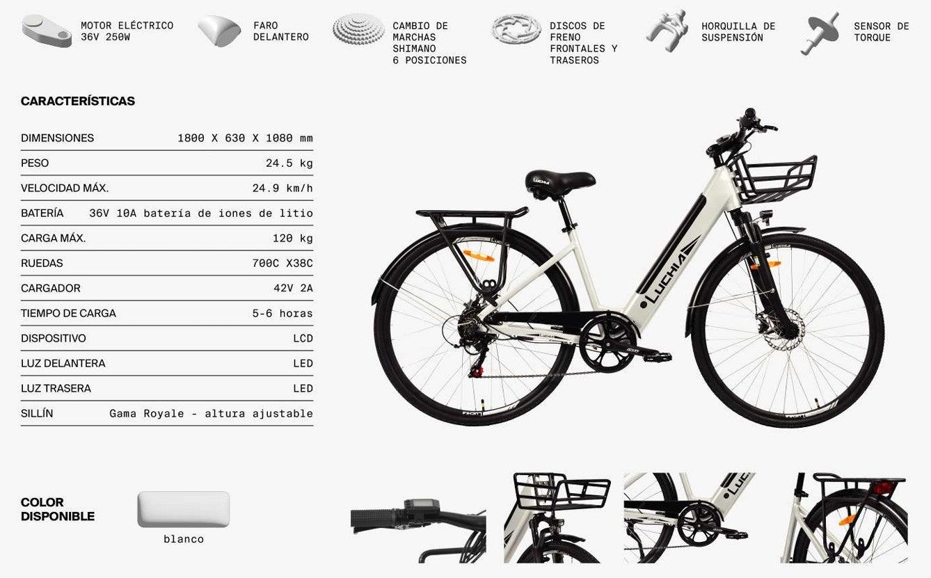 Bicicleta Eléctrica Luchia Modelo Arturo Color Gris
