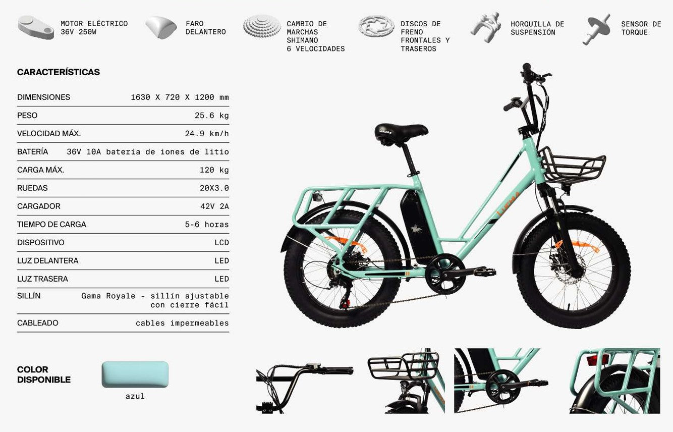 Bicicleta Eléctrica Luchia Modelo Tauro Color Blanco